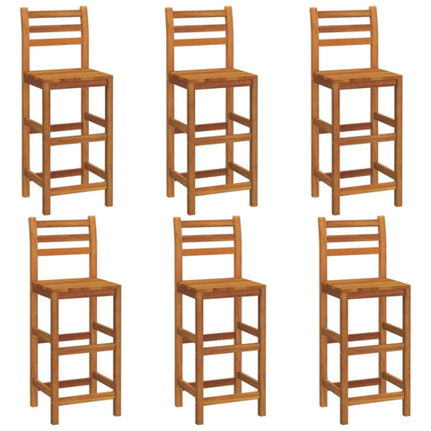 vidaXL 6X Solid Wood Acacia Bar Stools Garden Outdoor Dining Room Wooden Restaurant Counter Chair Bistro Kitchen Bar Pub Stool Furniture