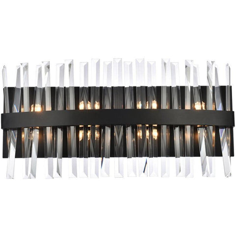 Elegant Lighting Serephina 24" Iron and Crystal Bath Sconce in Black