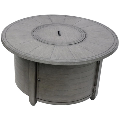 Hiland 48'' Propane Aluminum Fire Pit, Brushed Faux Wood Finish, 42,000 BTU, Round