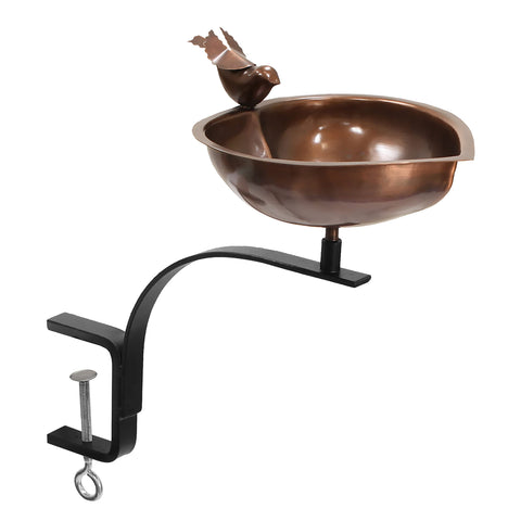 Achla Designs 201-2001 Heart Shaped Rail Mount Bracket Birdbath, Antique Copper