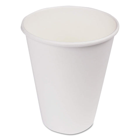 Boardwalk WHT12HCUP Paper Hot Cups, 12 oz, White, 1000/Carton