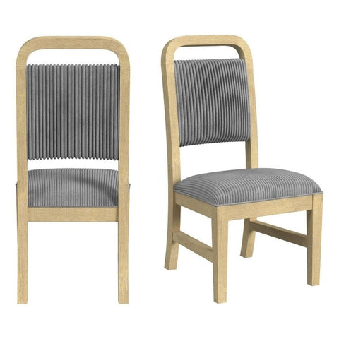 Picket House Woodridge Dining Side Chair with Grey Fabric in Natural (2 Per Carton)