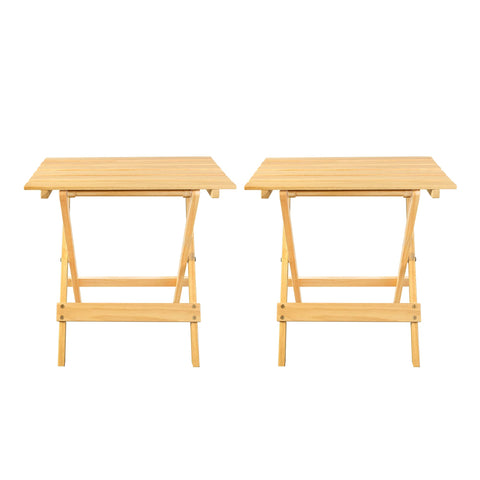 Casual Home Small Folding Side Table (2-Piece Set), 100% Solid Wood, Portable Patio Outdoor Small Table, Plant Stand, No Assembly