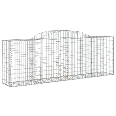 vidaXL Gabion Basket 4 Pcs Outdoor Garden Arched Decorative Sound-Insulating Galvanized Iron, 118.1" x 19.7" x 39.4"/47.2", Silver
