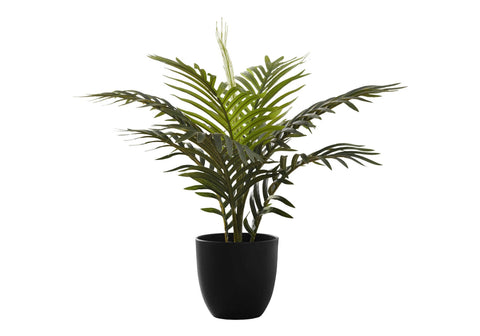 Monarch Specialties I 9501 Artificial Plant, 20" Tall, Palm, Indoor, Faux, Fake, Table, Greenery, Potted, Real Touch, Decorative, Green Leaves, Black Pot