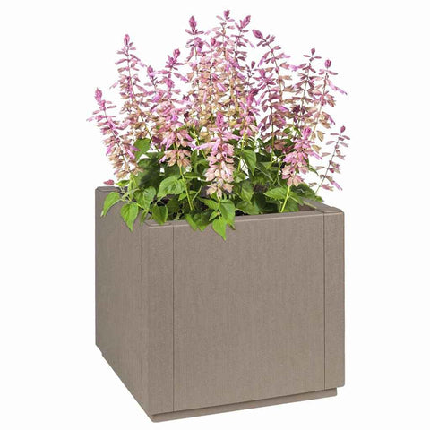 vidaXL Flower Box Light Brown 14.17 x 14.17 x 13.78 in Plastic, Chill Living Room, Stylish Plastic Furniture, Water & UV Resistant, Great for Indoors or Outside