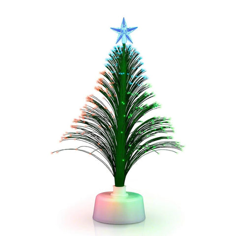 LED Glow Green Christmas Tree Tabletop Centerpiece with RGB Color Transitions and Replaceable AAA Battery Power