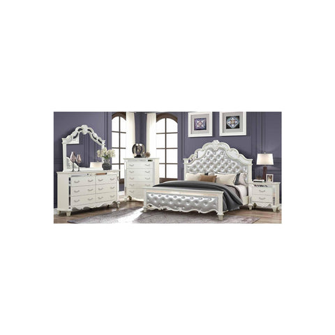 Matrix Furniture Group Milan King 4 Pc Tufted Upholstery Bedroom Set Made with Wood in White