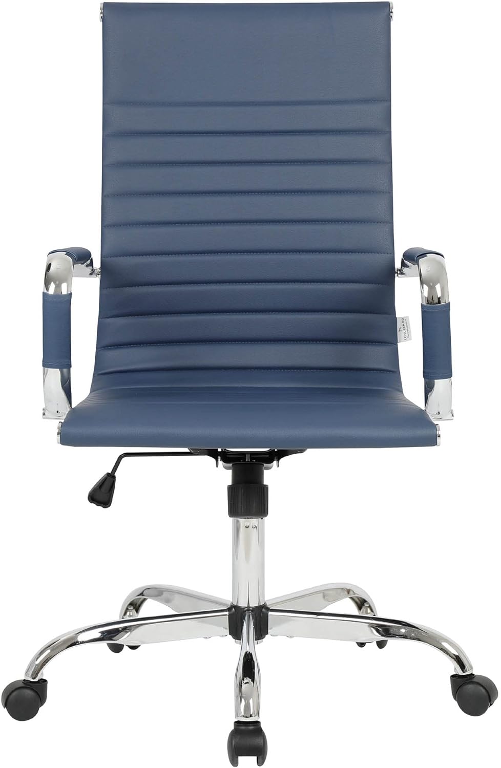 LeisureMod Harris Modern Adjustable Swivel Leather High-Back Task Office Chair, Navy Blue