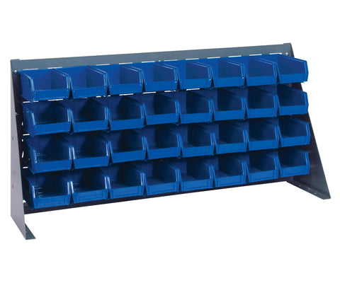 Quantum Storage Systems QBR-3619-230-18BL Ultra Bin Complete Bench Rack Package with 18 Ultra Bins, 36" x 8" x 19" , Blue