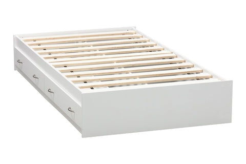 OS Home and Office Furniture Twin Sized White Mates Bed with Two Drawers