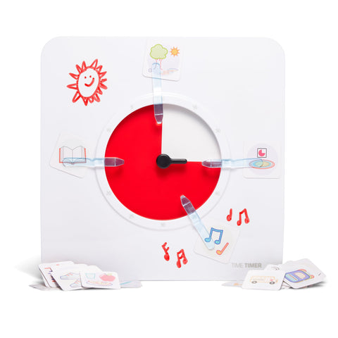 TIME Timer 8 inch Visual Timer with Visual Schedule Package - 60 Minute Kids Desk Countdown Clock with Dry Erase Board, whiteboard Marker, and pecs Cards - for Kids Classroom, Home and Routine Timer