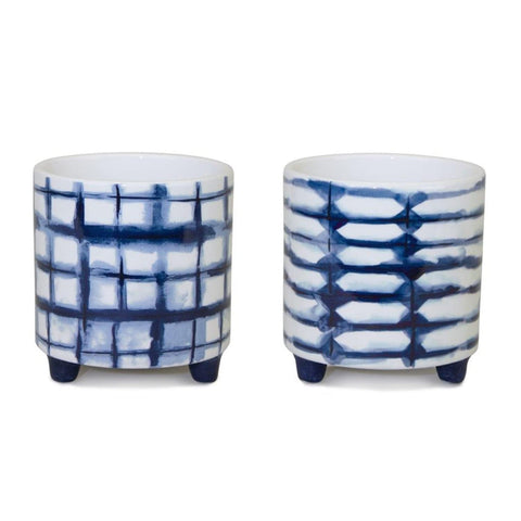 Footed Planters with Tie-Dye Design (Set of 2 by Melrose International)