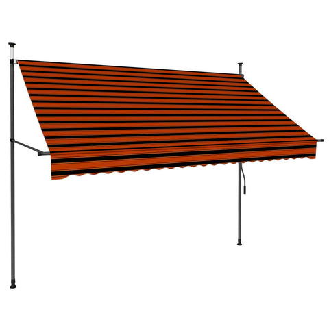 vidaXL Manual Retractable Awning with LED Lights, 98.4" - Orange and Brown