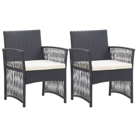 vidaXL Garden armchairs with cushions 2 units synthetic rattan black