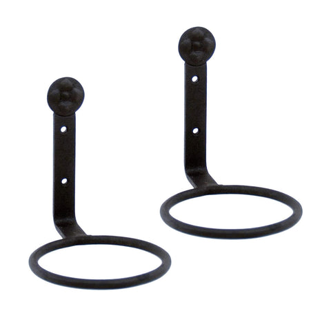 Oakestry Four Inch Flower Pot Ring Pair Wall Mounted Planter Holder Metal Bracket Indoor Outdoor Garden Display Support