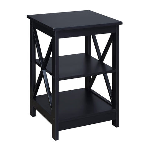 Convenience Concepts Oxford End Table 15.75" - Modern Living Room Table with Storage Shelves, Transitional Nightstand Side Table for Home Decor and Display, Black