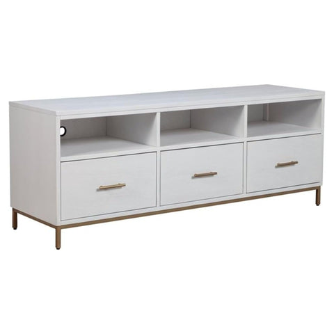 Oakestry White Wood TV Console Media Stand Modern Entertainment Center with Storage Adjustable Shelves Cable Management Sleek Design for Living Room Flat Screen Tvs Farmhouse Chic Home Furniture