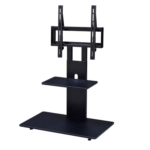 Proman Products Modern TV Stand With With Adjustable Mount and Two Shelves, Black