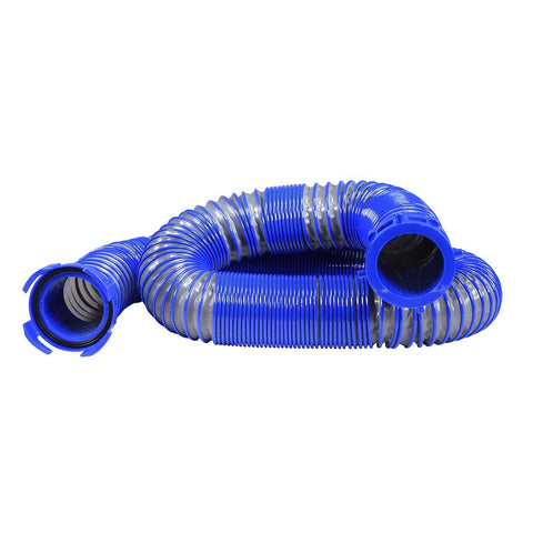 Duraflex Gator Sewer Hose 15 Foot Extended 3 Inch Diameter 24 Mil Polypropylene Ribbed Construction Twist-Lock Fittings Gray Blue for RV Waste Disposal