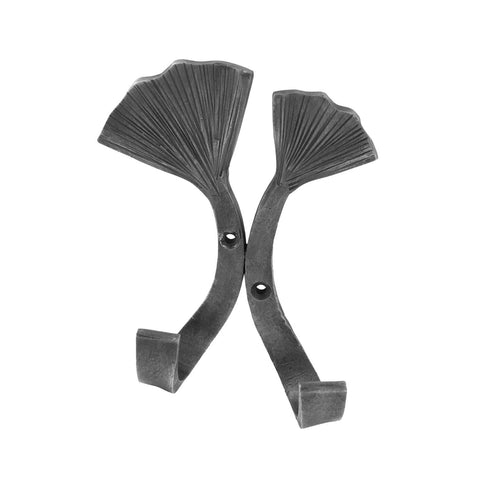Achla Designs SSH-21 Double Ginkgo Leaf Wall Hook, Black