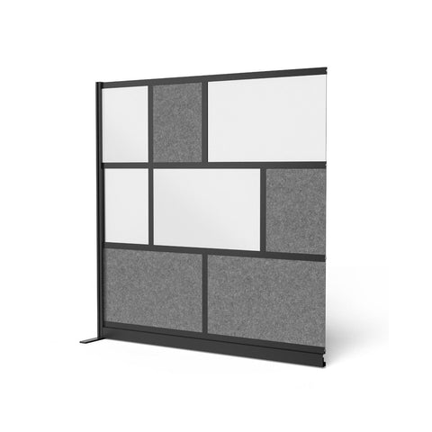 LUXOR MW-7070-XWCGB Modular Wall Room Divider System - Black Frame - 70" x 70" Starter Wall with Whiteboard
