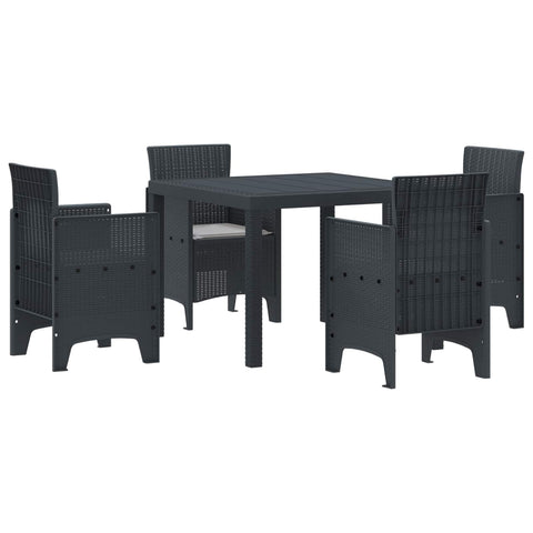 vidaXL Garden Dining Set 5 pcs Anthracite Polypropylene, Chill Outdoor Dining Set, Stylish Garden Furniture, Easy-to-Carry Seating, Tough Patio Table for Summer Fun