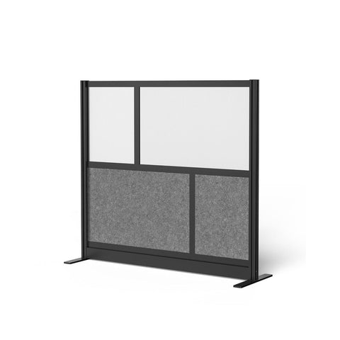 LUXOR MW-5348-FCGB Modular Wall Room Divider System - Black Frame - 53" x 48" Starter Wall with Whiteboard