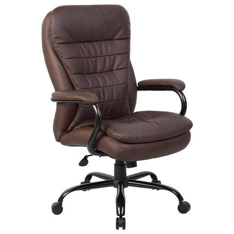 Oakestry Heavy Duty Double Plush LeatherPlus Executive Chair Bomber Brown Upholstered High Back Ergonomic Rolling Swivel Padded Armrests Desk Seat 350lbs Capacity Adjustable Office Comfort Seating