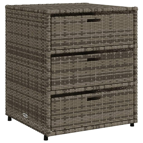 vidaXL Outdoor Storage Box 50 Gal Deck Box PE Rattan with Water-Resistant Bag, Gray 21.7"x23.2"x27.2" Storage Cabinet with 3 Drawers for Cushions & Equipment