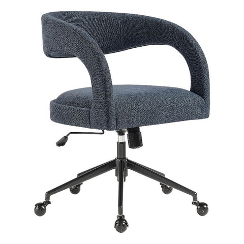 Modway Pinnacle Upholstered Office Chair in Slate Blue Slub Weave Fabric – Adjustable Height Barrel Office Armchair with Rolling Wheels – Home Office, Study, or Bedroom Desk Chair