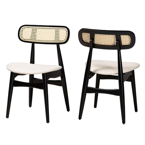 Baxton Studio Tarana Cream Fabric and Black Wood 2-Piece Dining Chair Set