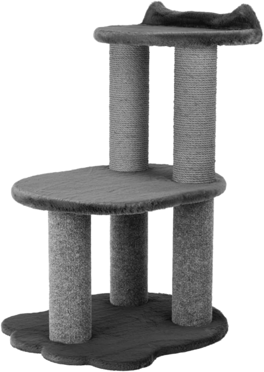 34 Inch Classic Comfort for Indoor Modern Premium Cats and Kittens Scratching Tower Larger Base for Better Stability, (Furs: Grey, Rope: Grey)
