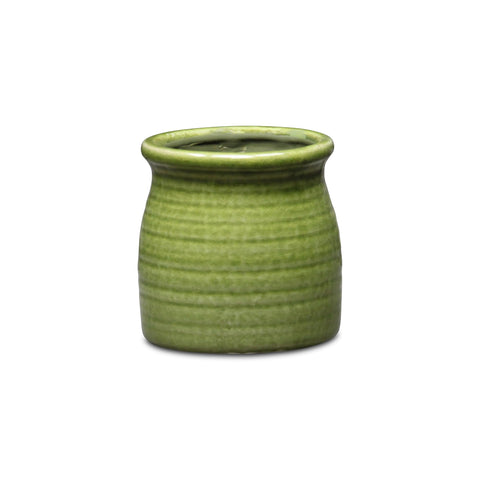 Cheungs Kifon Curved Ceramic Ceramic Pot - Small - Olive Green