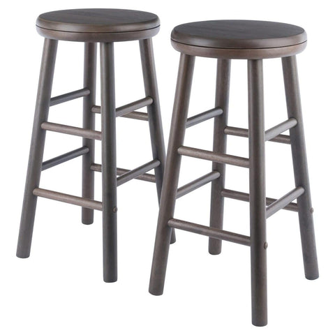 Winsome Shelby 2-Piece Swivel Counter Stools, 25 in, Oyster Gray, Solid Wood