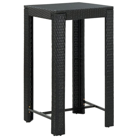 vidaXL Patio Bar Table - Modern Square Design, PE Poly Rattan, 23.8"x23.8"x43.5", Suitable for Indoor and Outdoor Use - Black