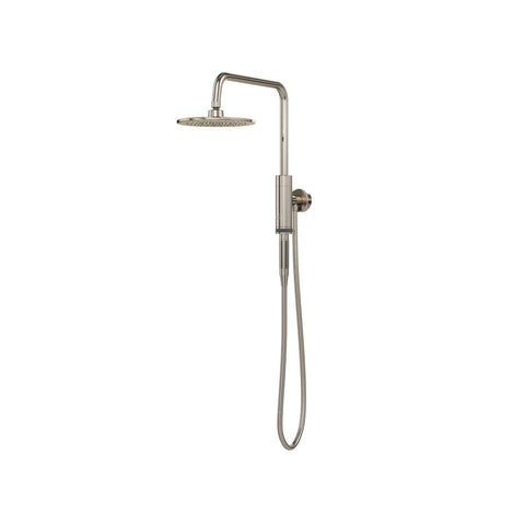 Aquarius Rain Shower Head with Handheld Spray - Brushed Nickel - 8" Rain Showerhead with Handheld Sprayer, Magnetic Attached Hand Held Shower Head with Hose and Individual On/Off Control, 1.8GPM