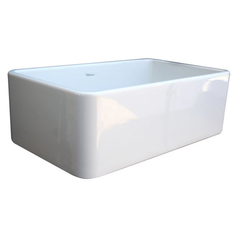 Whitehaus WH3018-WHITE Duet 30-Inch Reversible Fireclay Sink with Smooth Front Apron, White