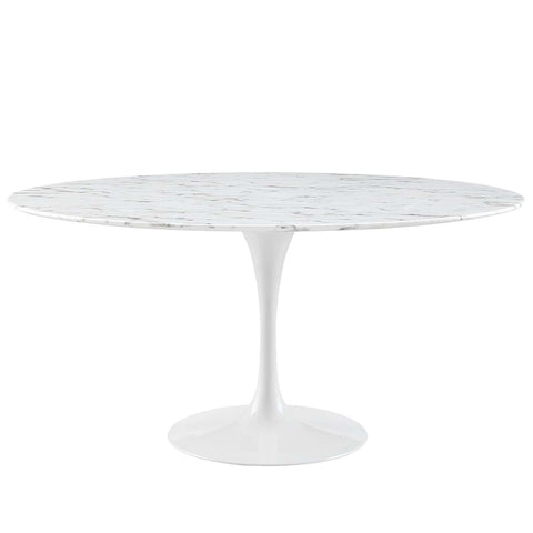 Lippa 60" Round Artificial Marble Dining Table - White