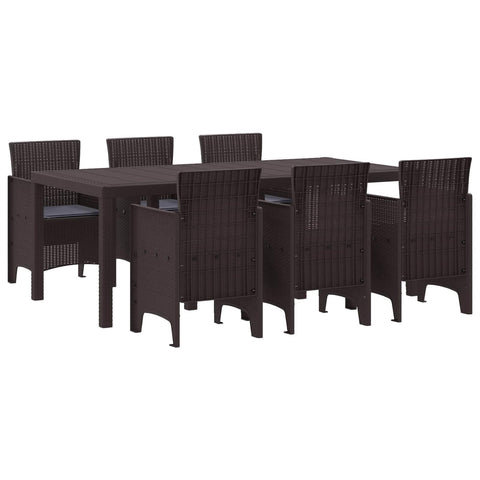 vidaXL Garden Dining Set 7 pcs Brown Polypropylene, Stylish Outdoor Dining Set for Garden and Patio, Lightweight, Tough, Perfect for Family Gatherings
