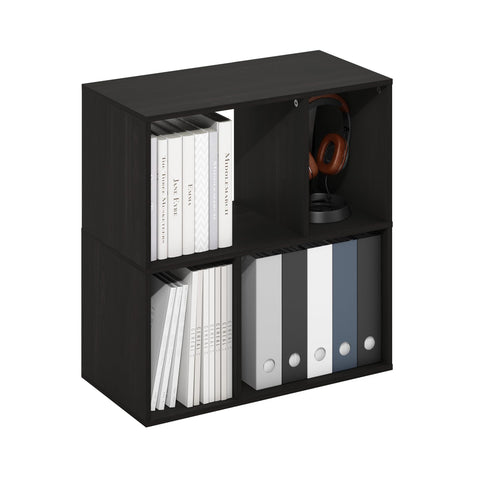 Furinno DALY Book Shelf, 4-Cube Bookshelf, Cube Storage Organizer Bookcase with Irregular Compartments, 11.7 x 23.6 x 24.7, for Living Room, Bedroom, Home Office, Espresso
