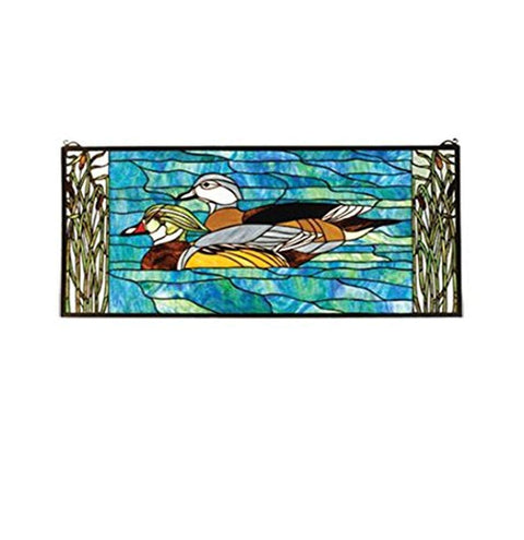 Meyda Tiffany 77712 Wood Ducks Stained Glass Window, 35" Width x 16" Height