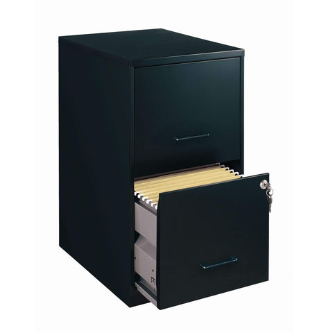 FastFurnishings Black Metal 2-Drawer Vertical Filing File Cabinet - Made in USA