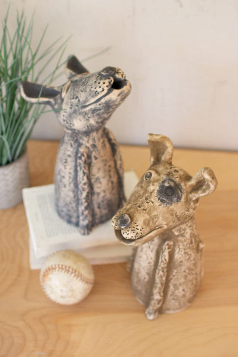 Kalalou H3864 Set of Two Clay Singing Dogs, See Image