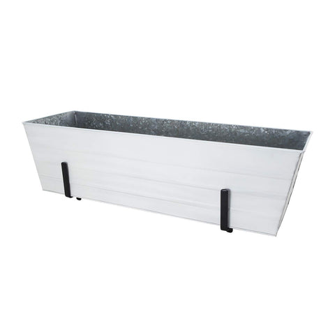 Achla Designs C21W-K6 Large White Flower 2 x 6 Railings Window Box with Brackets
