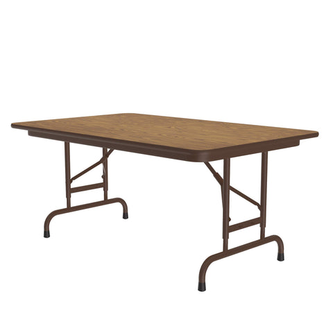Correll 30"x48" Commercial Duty Adjustable Height Folding Table, Medium Oak Melamine Top 5/8" Thick Core, Made in The USA, Steel Apron (CFA3048M-06), Black Granite