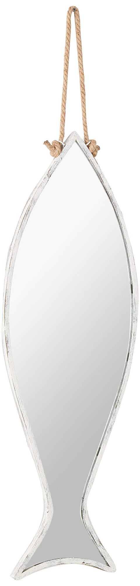 KALALOU Vertical Fish Mirror with Rope Hanger, One Size, Silver