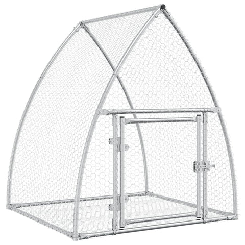 vidaXL Rabbit Hutch/Animal House - Spacious Outdoor Enclosure for Small Animals with Lockable Door, Galvanized Steel, Silver, 41.3"x39.4"x47.2"