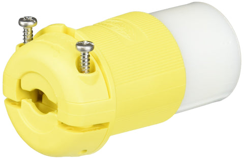 Hubbell Wiring Device-Kellems Locking Devices, Twist-Lock, Marine Grade, Female Connector Body, 30A 125V, 2-Pole 3-Wire Grounding, L5-30R, Screw Terminal, Yellow