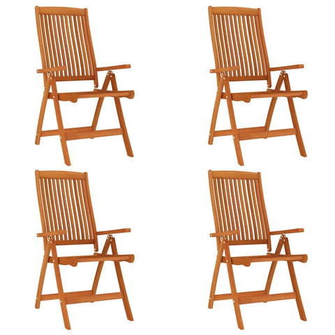 vidaXL Patio Folding Chairs 4 Pcs - Garden, Terrace, Patio Seating Solid Eucalyptus Wood - Adjustable Reclining Backrest, Space-Saving Foldable Design - Comfortable and Durable